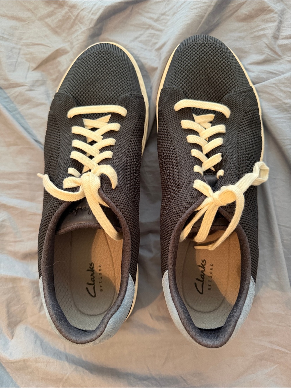 Clarks Men's Black Knit Sneakers with Cream Laces